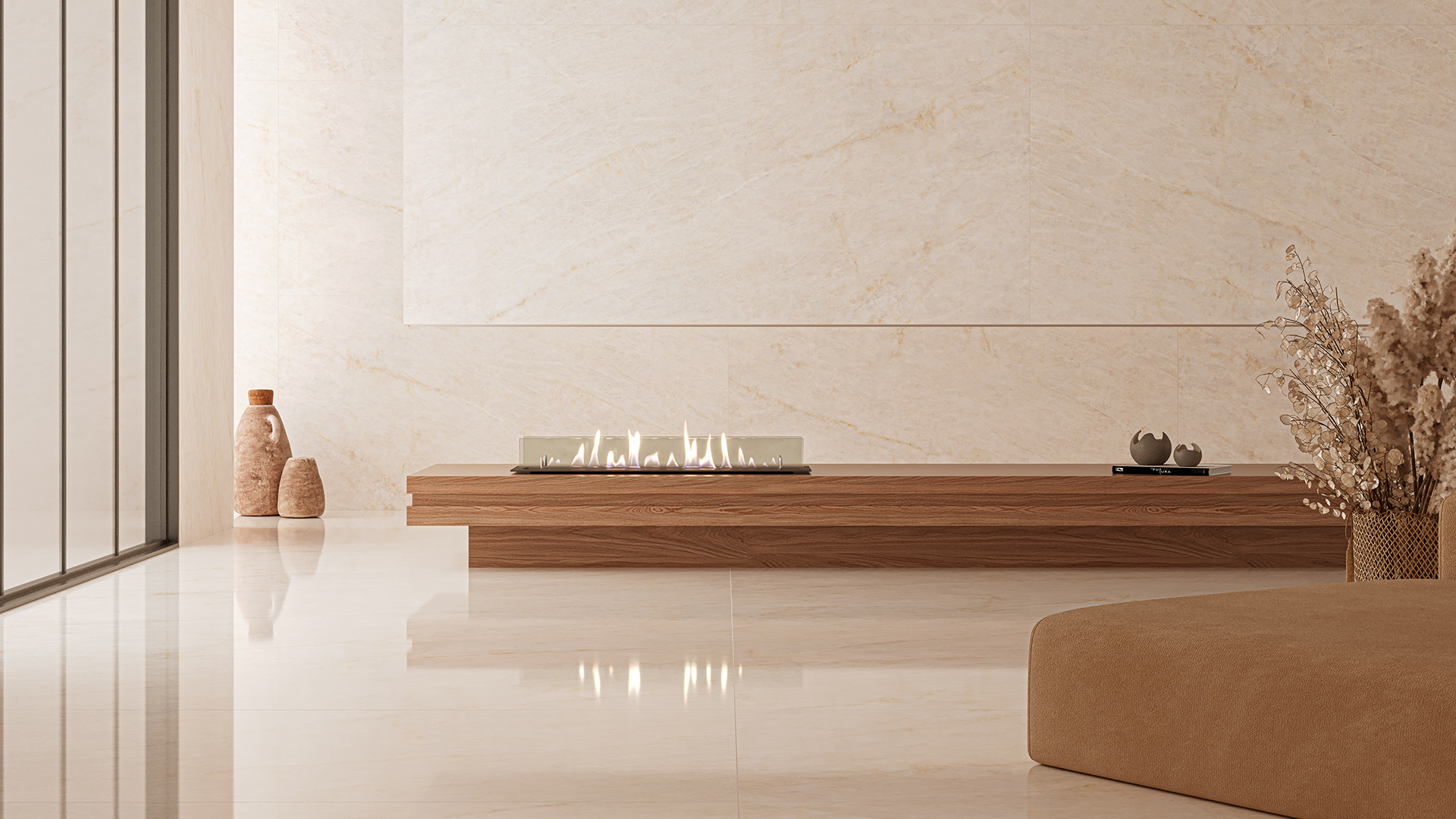Ambiente com porcelanato Villagres Taj Crystal