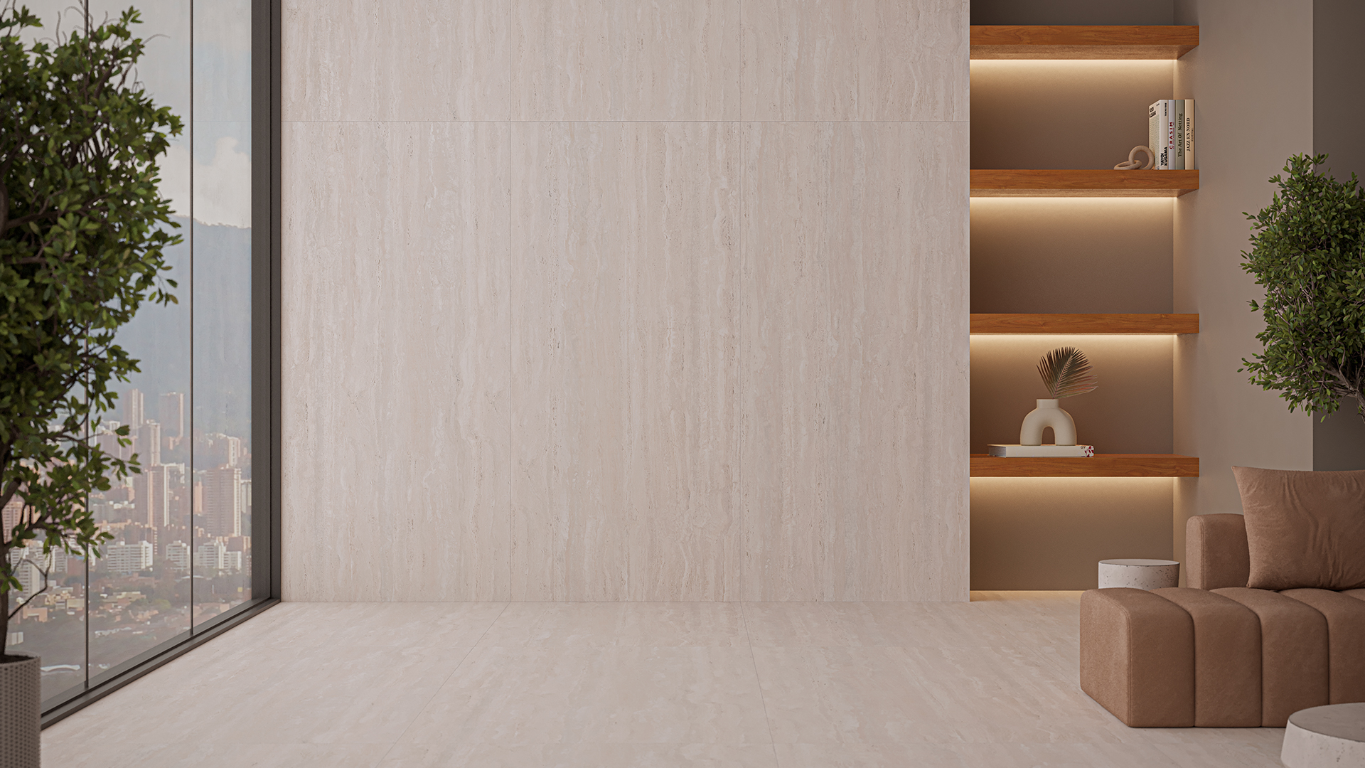 Ambiente com porcelanato Villagres Pietra Viva