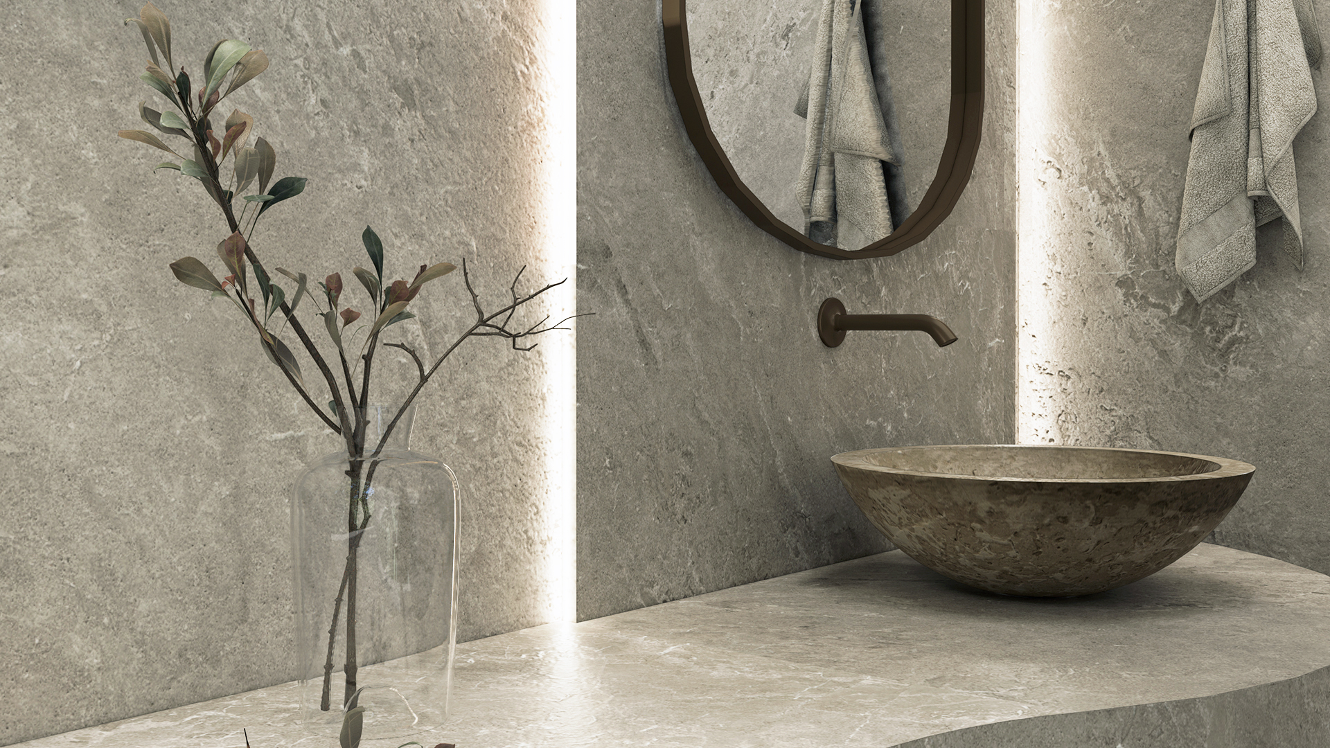 Ambiente com porcelanato Villagres Pietra di Merapi